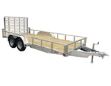 6.5 X 16 Tandem Aluminum Utility Trailer w/ 3-side rail & Ramp