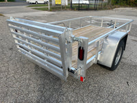 utility trailer, split gate, ramp gate, aluminum parts, trailer open