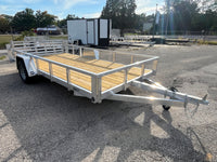 7 X 14 Aluminum Utility Trailer w/ 3-Side Tube Rail & Bi-Fold Ramp Gate