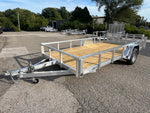 7 X 14 Aluminum Utility Trailer w/ 3-Side Tube Rail & Bi-Fold Ramp Gate