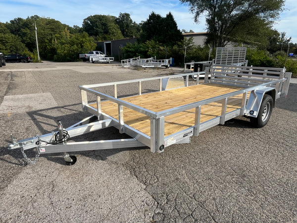 7 X 14 Aluminum Utility Trailer w/ 3-Side Tube Rail & Bi-Fold Ramp Gate