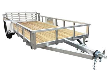 6.5 X 14 Aluminum Utility Trailer SA w/ 3-side rail & Bi-Fold Ramp Gate
