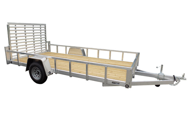 6.5 X 14 Aluminum Utility Trailer SA w/ 3-side rail & 4' Ramp Gate - Van Kam Truck & Trailer